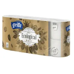 Grite Ecological 8 tekercses 3 rétegű környezetbarát toalettpapír (135 lap/tekercs)