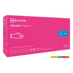 MERCATOR nitrylex magenta,nitril púdermentes pink színű vizsgálókesztyű M 100 db