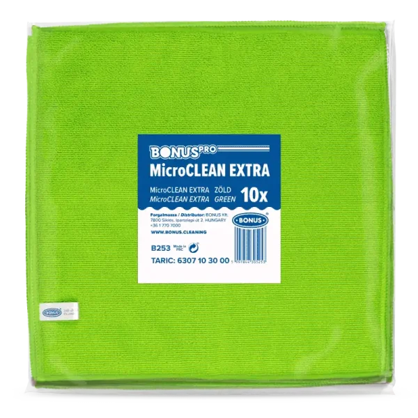 BonusPRO MicroCLEAN EXTRA mikroszálas kendő 40x40 cm zöld 10 db