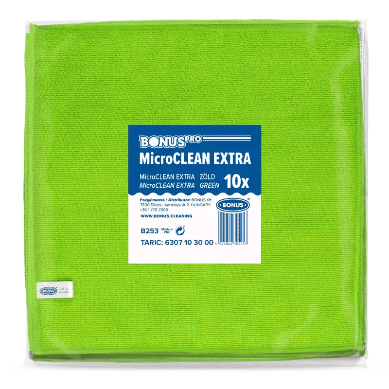 BonusPRO MicroCLEAN EXTRA mikroszálas kendő 40x40 cm zöld 10 db