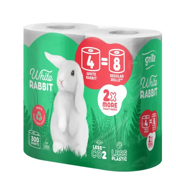 Grite White Rabbit 4 tek. 3 rétegű toalettpapír (300 lap/tekercs)